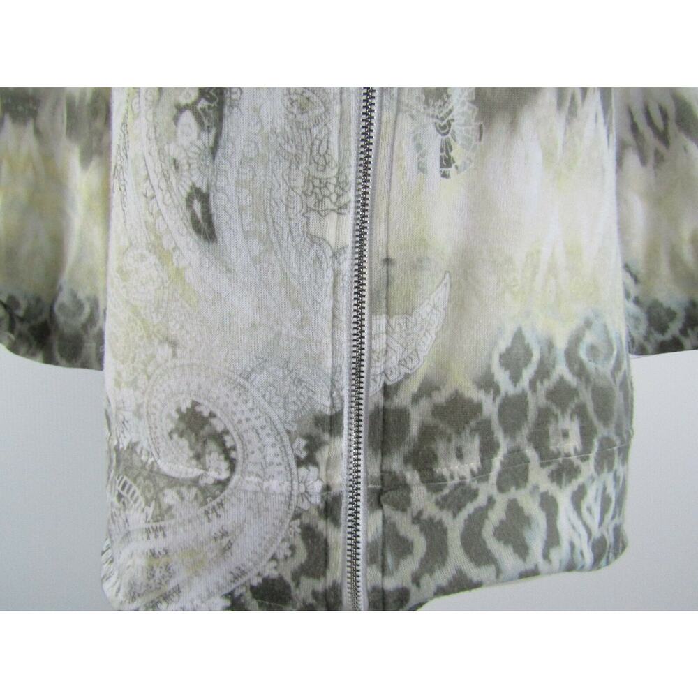 Chicos Zenergy White Brown Green Paisley Floral Full Zip Knit Jacket Size 1 - Picture 9 of 12